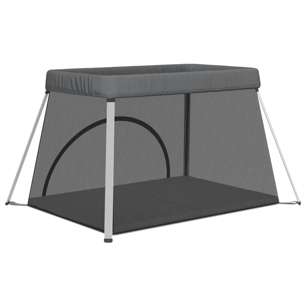 vidaXL Baby-Laufstall mit Matratze Dunkelgrau Leinenstoff - Image 6
