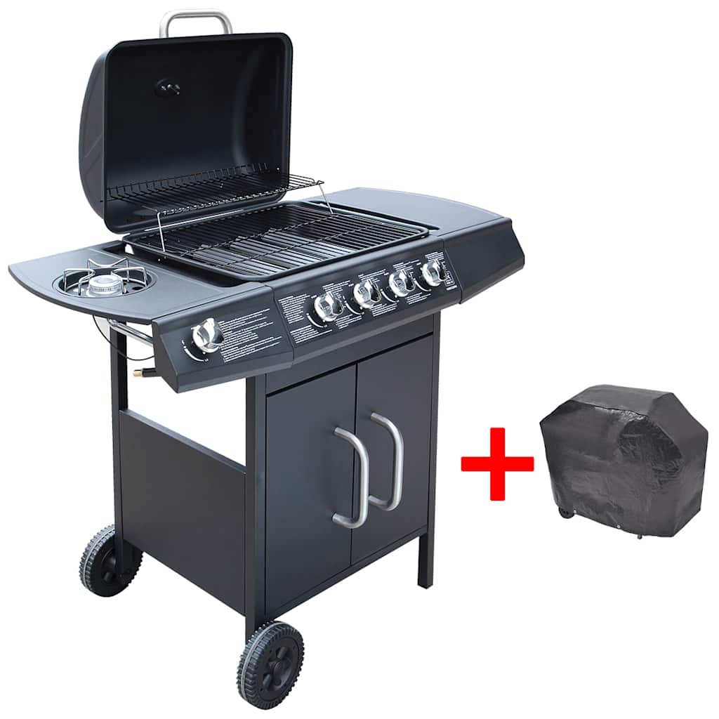 vidaXL Gasgrill 4+1 Brenner Schwarz - Image 3