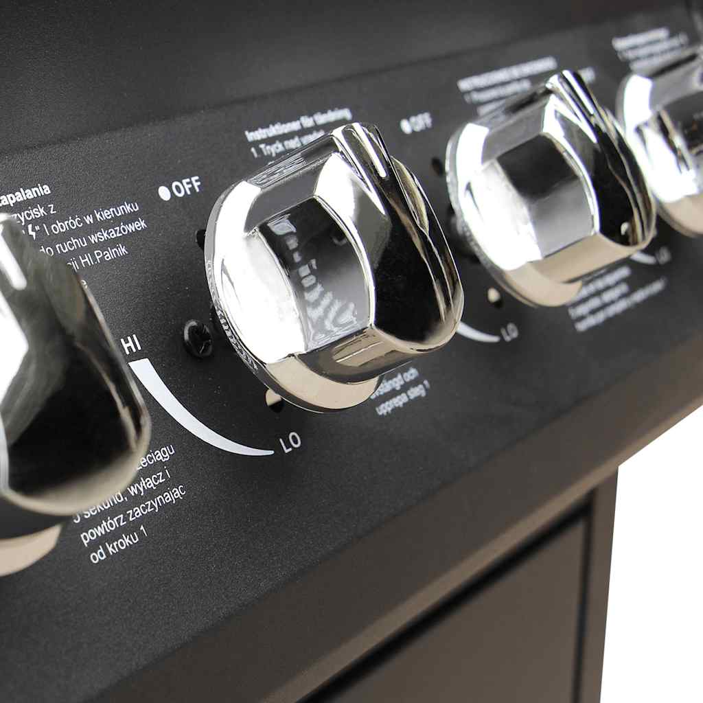 vidaXL Gasgrill 4+1 Brenner Schwarz - Image 4