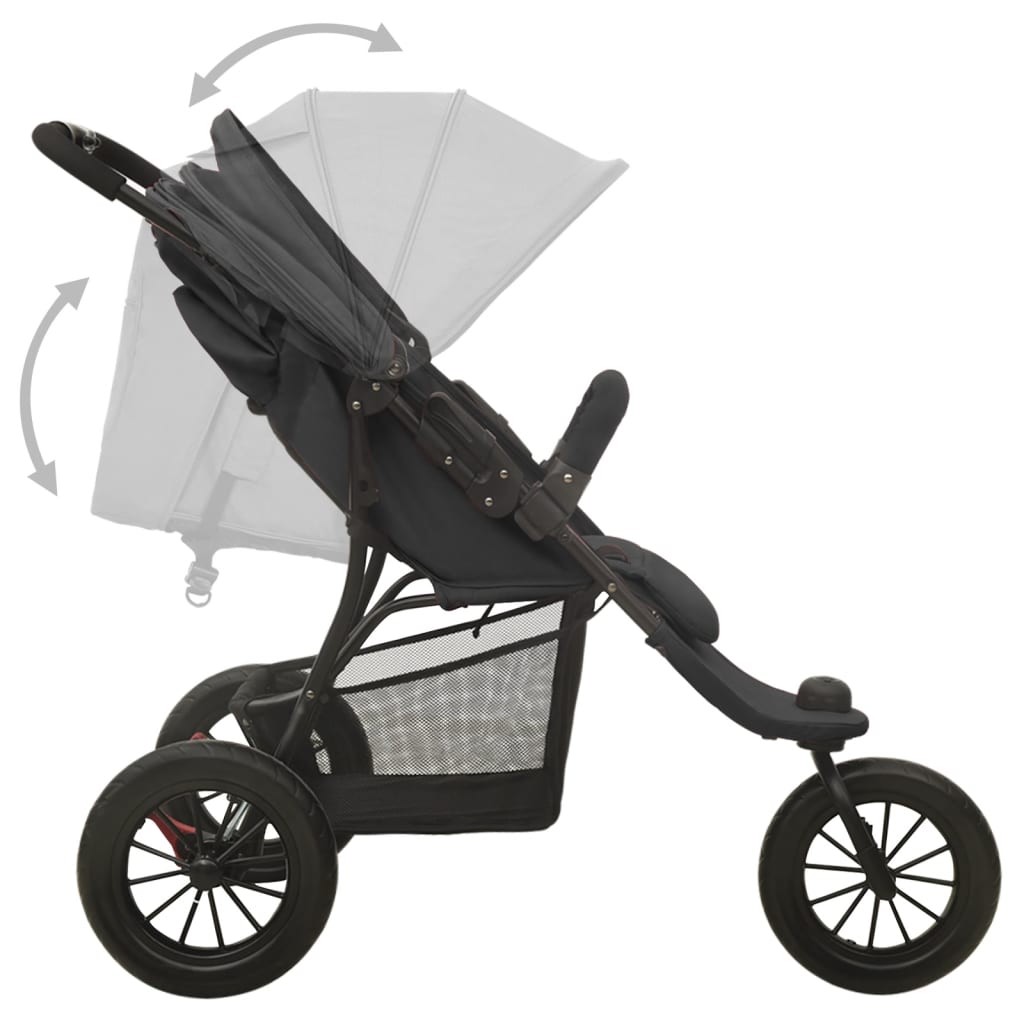 vidaXL Kinderwagen Anthrazit Stahl - Image 5