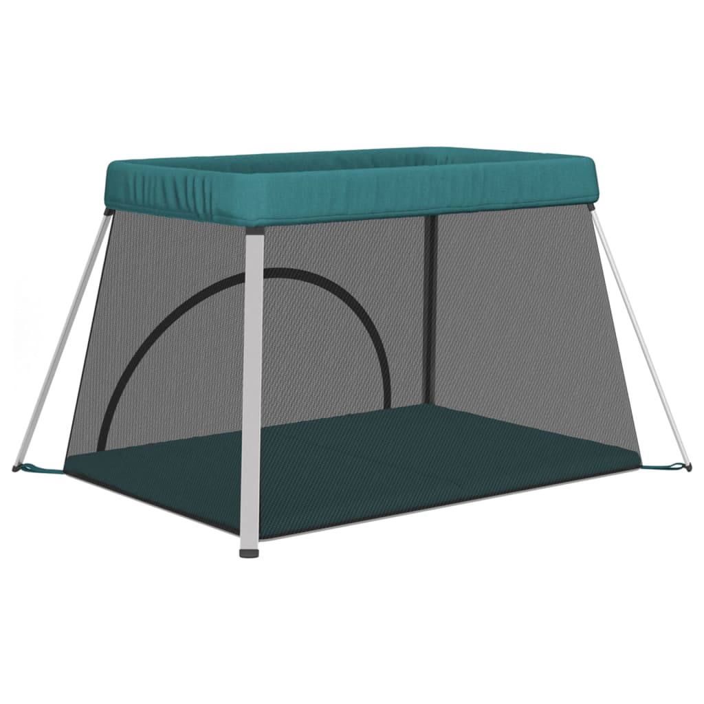 vidaXL Baby-Laufstall mit Matratze Grün Leinenstoff - Image 6