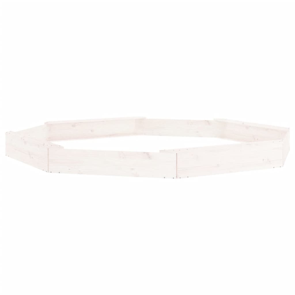 vidaXL Sandkasten mit Sitzen Weiß Achteck Massivholz Kiefer - Image 6