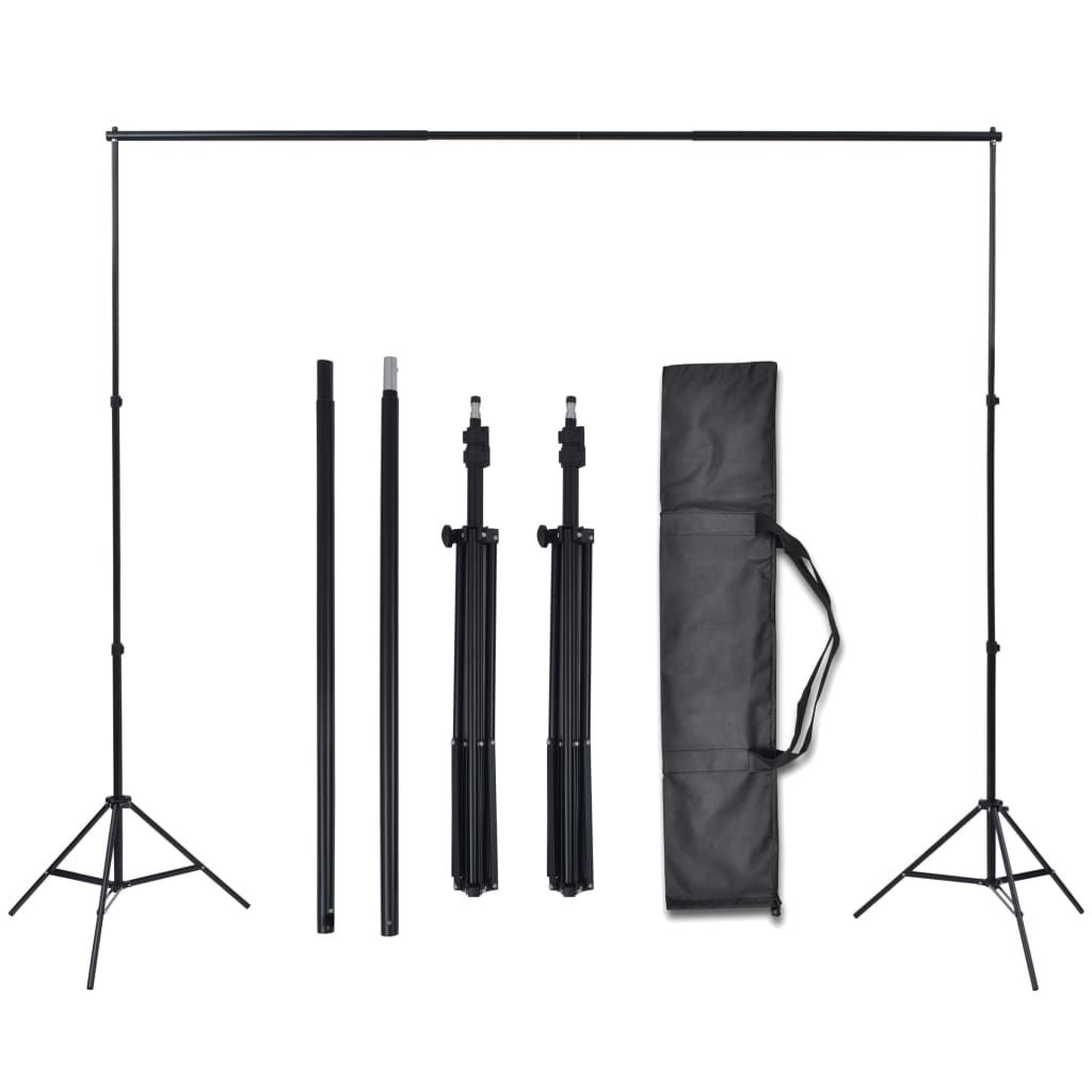 vidaXL Fotostudio Set 3 Baumwolle-Hintergründe Rahmen verstellbar 3x5m - Image 5