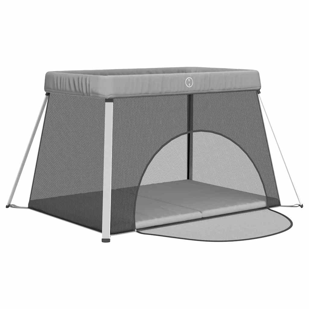 vidaXL Laufstall mit Matratze Hellgrau Leinenstoff - Image 4