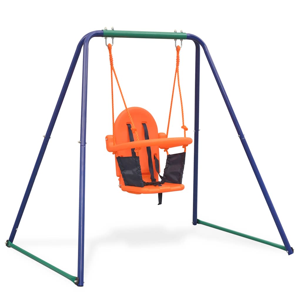 vidaXL 2-in-1 Einzelschaukel und Babyschaukel Orange - Image 5