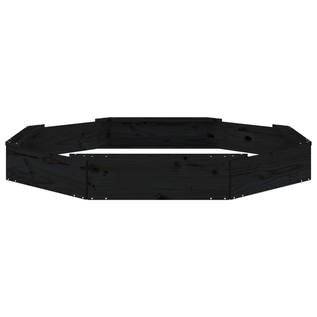 vidaXL Sandkasten mit Sitzen Schwarz Achteck Massivholz Kiefer - Image 4