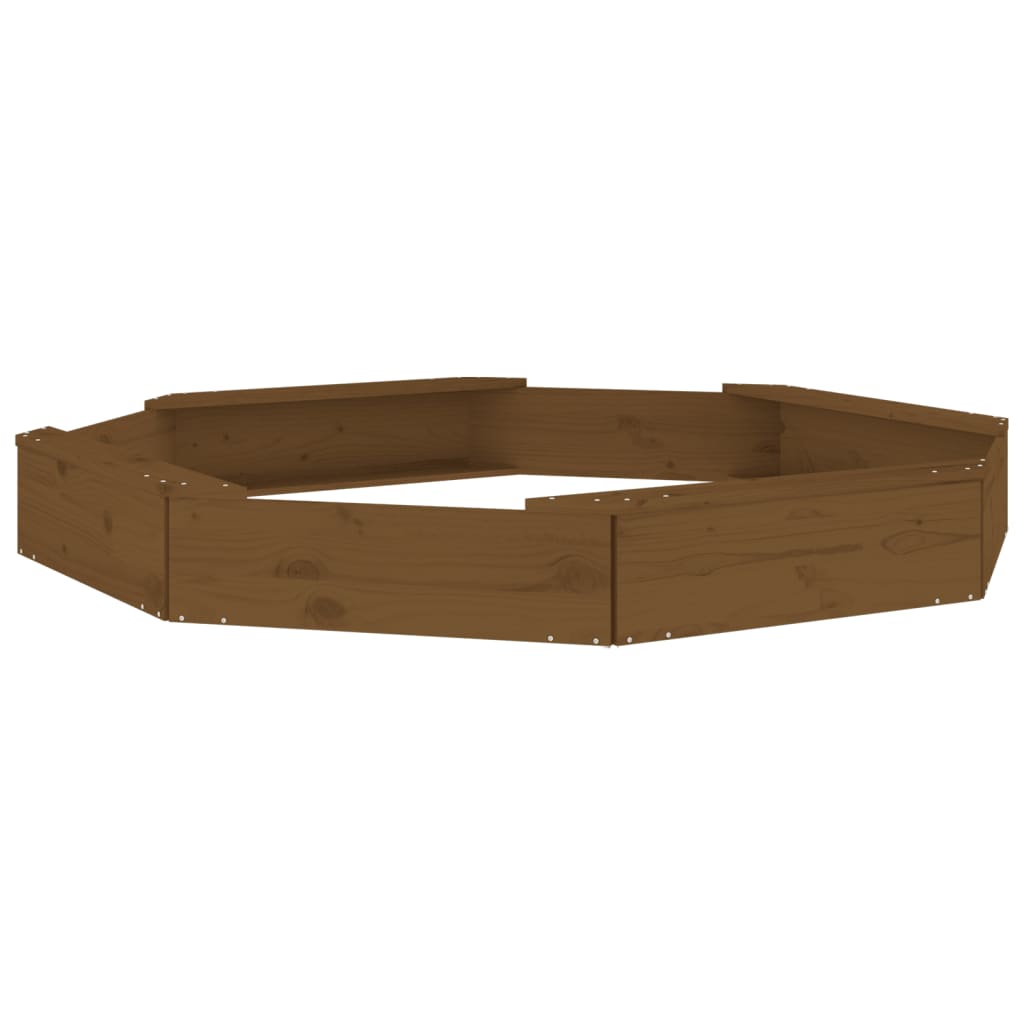 vidaXL Sandkasten mit Sitzen Honigbraun Achteck Massivholz Kiefer - Image 6