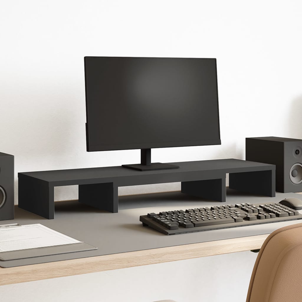 vidaXL Monitorständer Verstellbar Schwarz 80x24x10,5 cm Holzwerkstoff