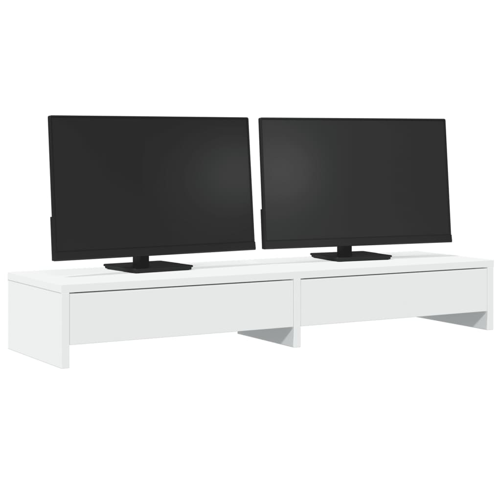 vidaXL Monitorständer mit Schubladen Weiß 100 x 27 x 15 cm Holzwerkstoff - Image 3