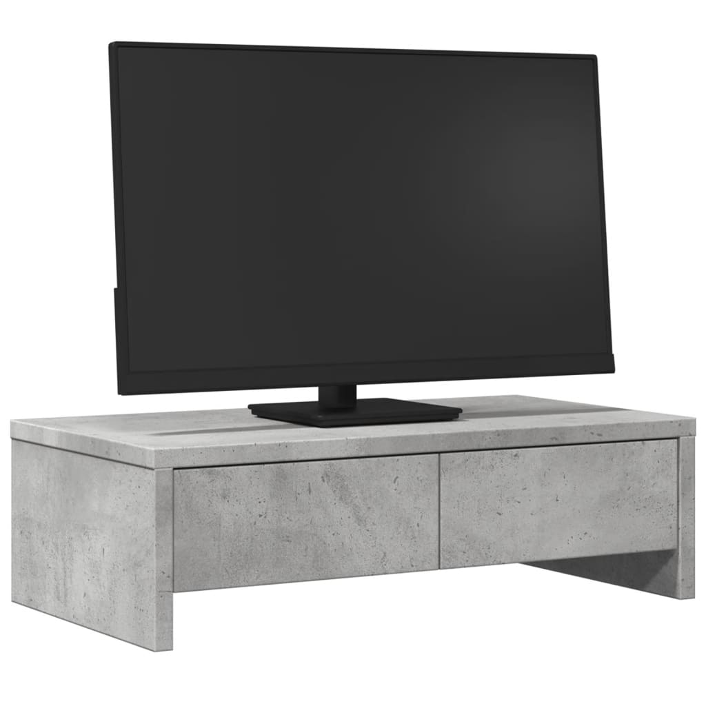vidaXL Monitorständer mit Schubladen Betongrau 50x27x15 cm - Image 3