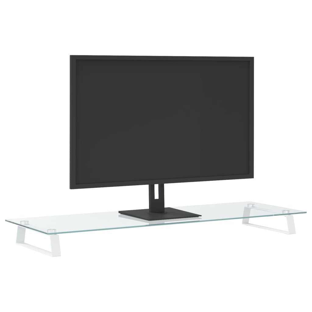 vidaXL Monitorständer Weiß 100x35x8 cm Hartglas und Metall - Image 3
