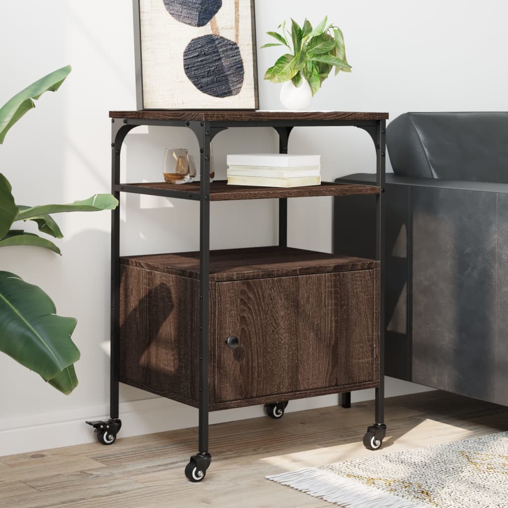 vidaXL Druckerständer 3 Ablagen Braun Eichen-Optik 50x40x76 cm - Image 4