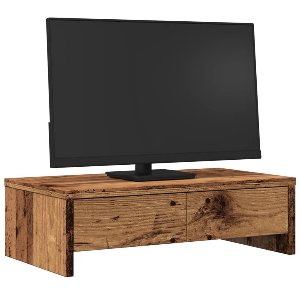 vidaXL Monitorständer mit Schubladen Altholz-Optik 50x27x15 cm - Image 3