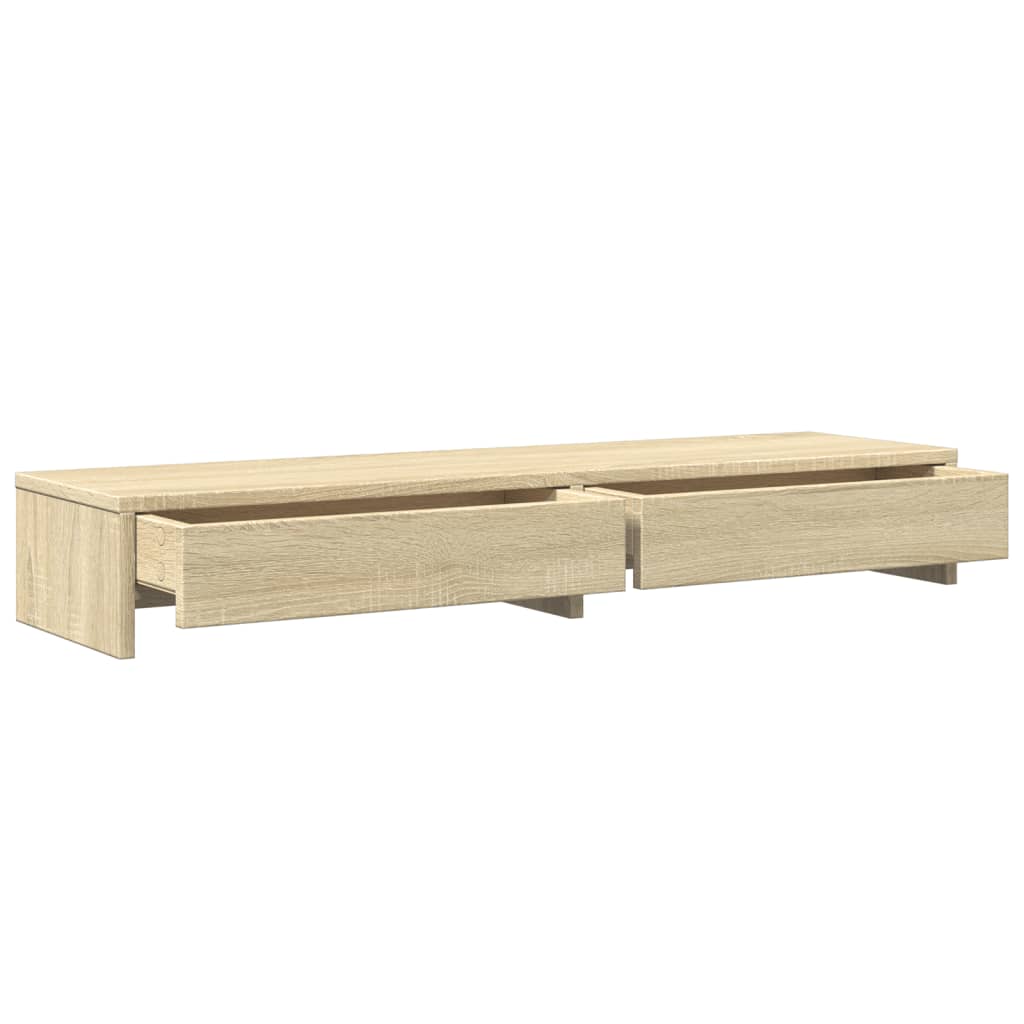 vidaXL Monitorständer mit Schubladen Sonoma-Eiche 100 x 27 x 15 cm Holzwerkstoff - Image 5