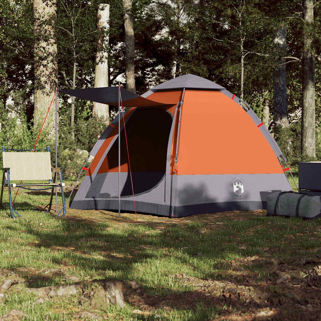 vidaXL Campingzelt 4 Personen Grau und Orange Quick Release - Image 3
