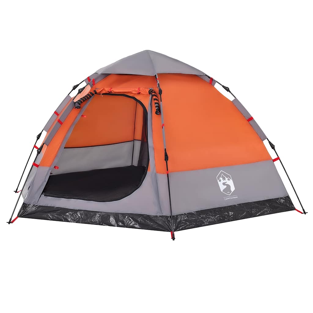 vidaXL Campingzelt 4 Personen Grau und Orange Quick Release - Image 4