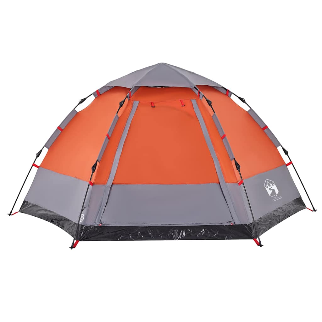 vidaXL Campingzelt 4 Personen Grau und Orange Quick Release - Image 6