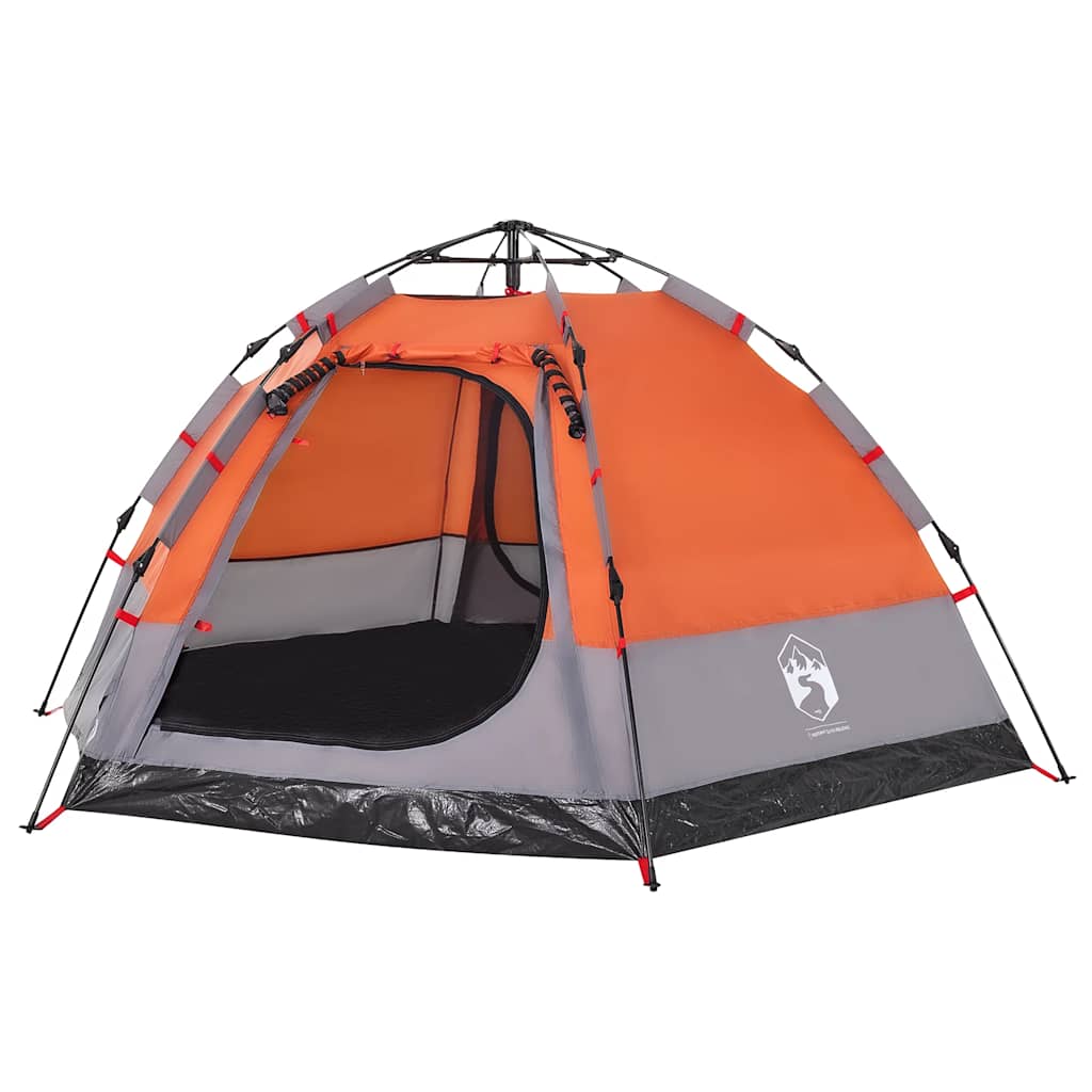 vidaXL Campingzelt 4 Personen Grau und Orange Quick Release - Image 5