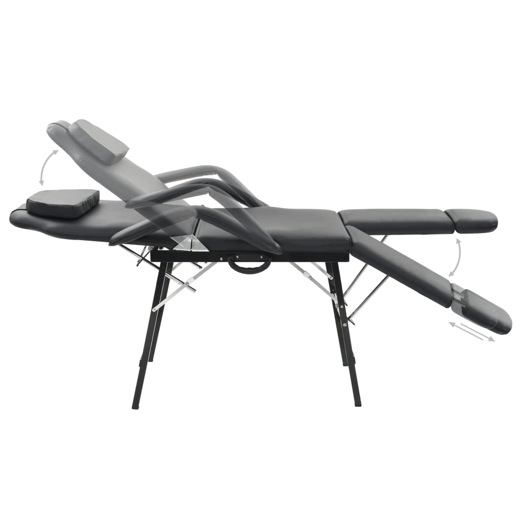 vidaXL Tragbarer Kosmetikstuhl Kunstleder 185x78x76 cm Schwarz - Image 3