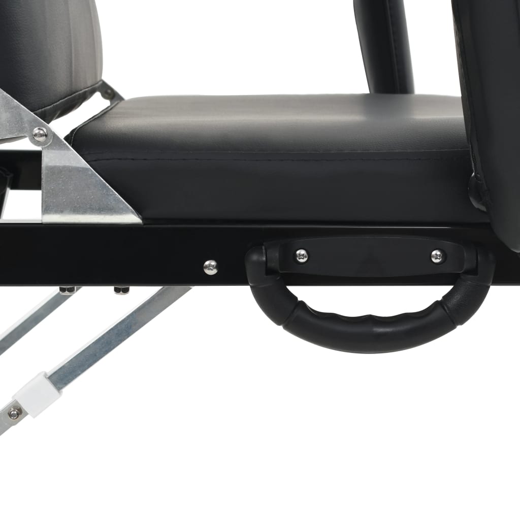 vidaXL Tragbarer Kosmetikstuhl Kunstleder 185x78x76 cm Schwarz - Image 5