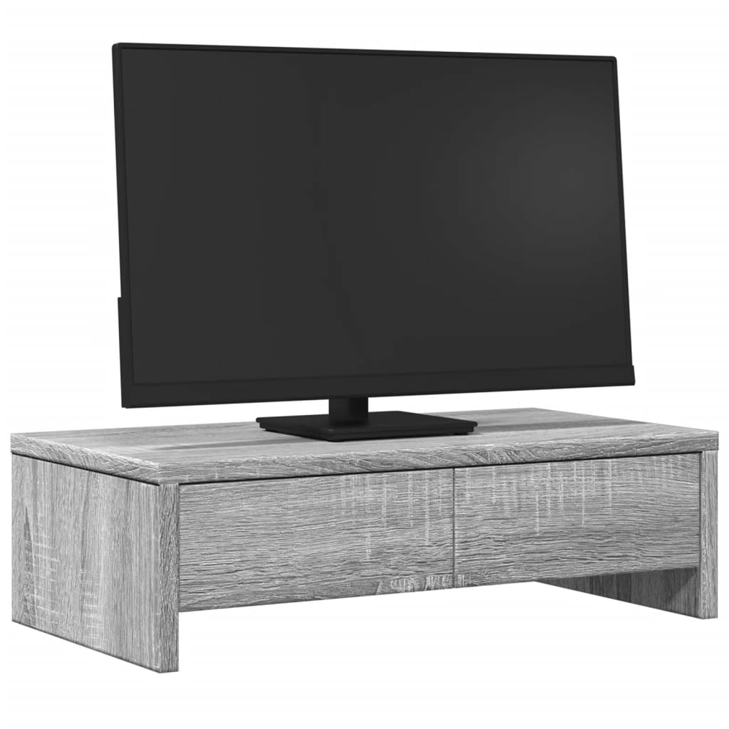 vidaXL Monitorständer mit Schubladen Grau Sonoma 50x27x15 cm - Image 3