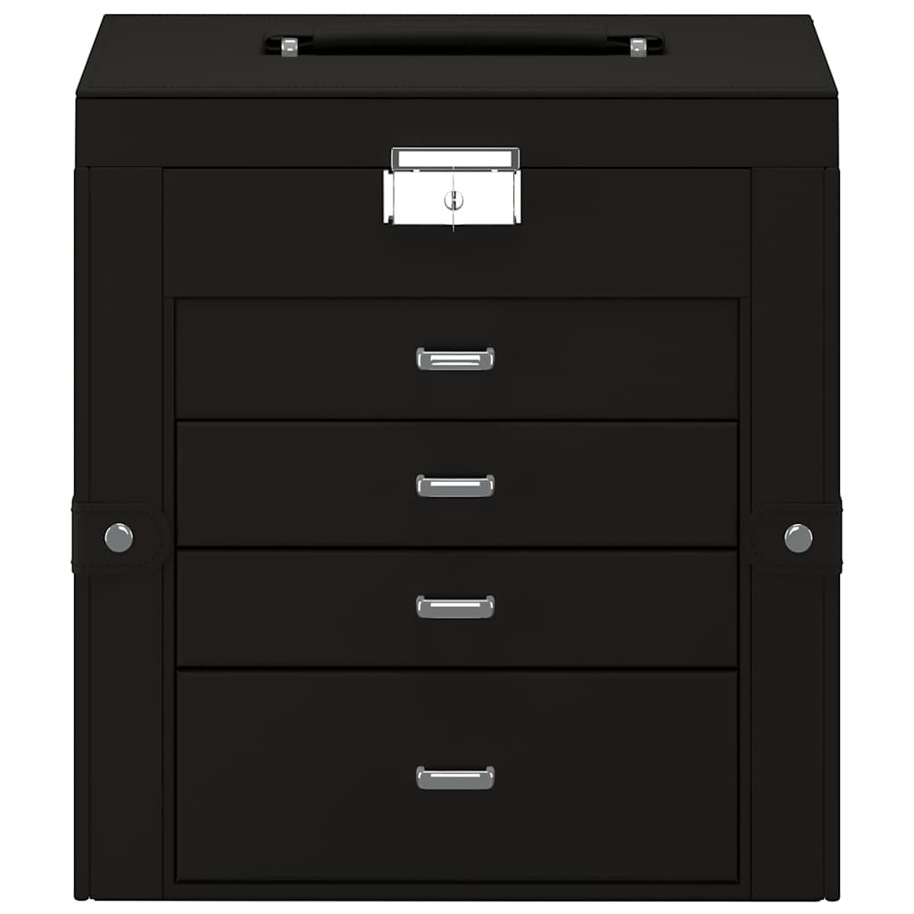 vidaXL Schmuckkästchen 5-Schichten mit Spiegel Abschließbar Schwarz - Image 4