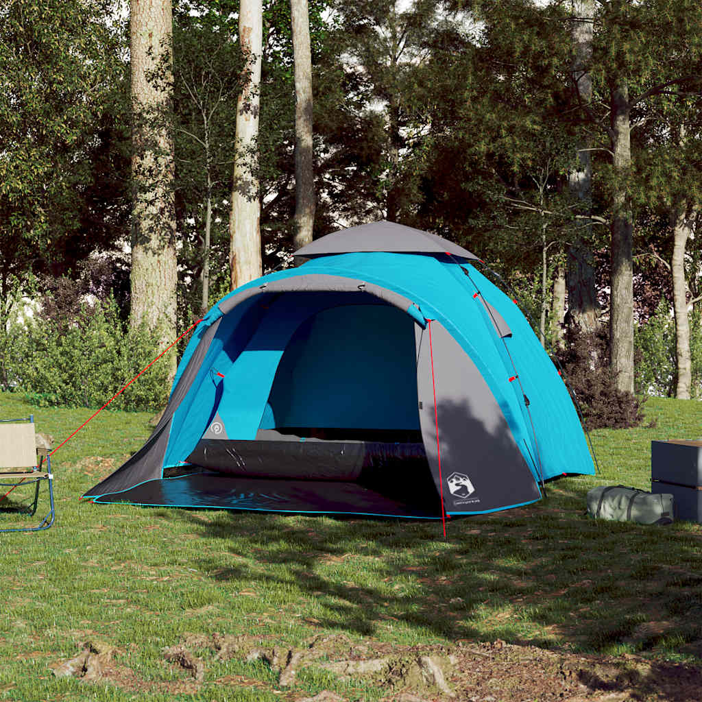 vidaXL Kuppel-Campingzelt 3 Personen Blau Quick Release - Image 3