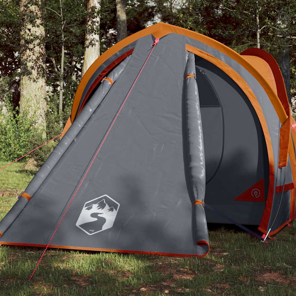 vidaXL Kuppel-Campingzelt 2 Personen Grau und Orange Wasserdicht