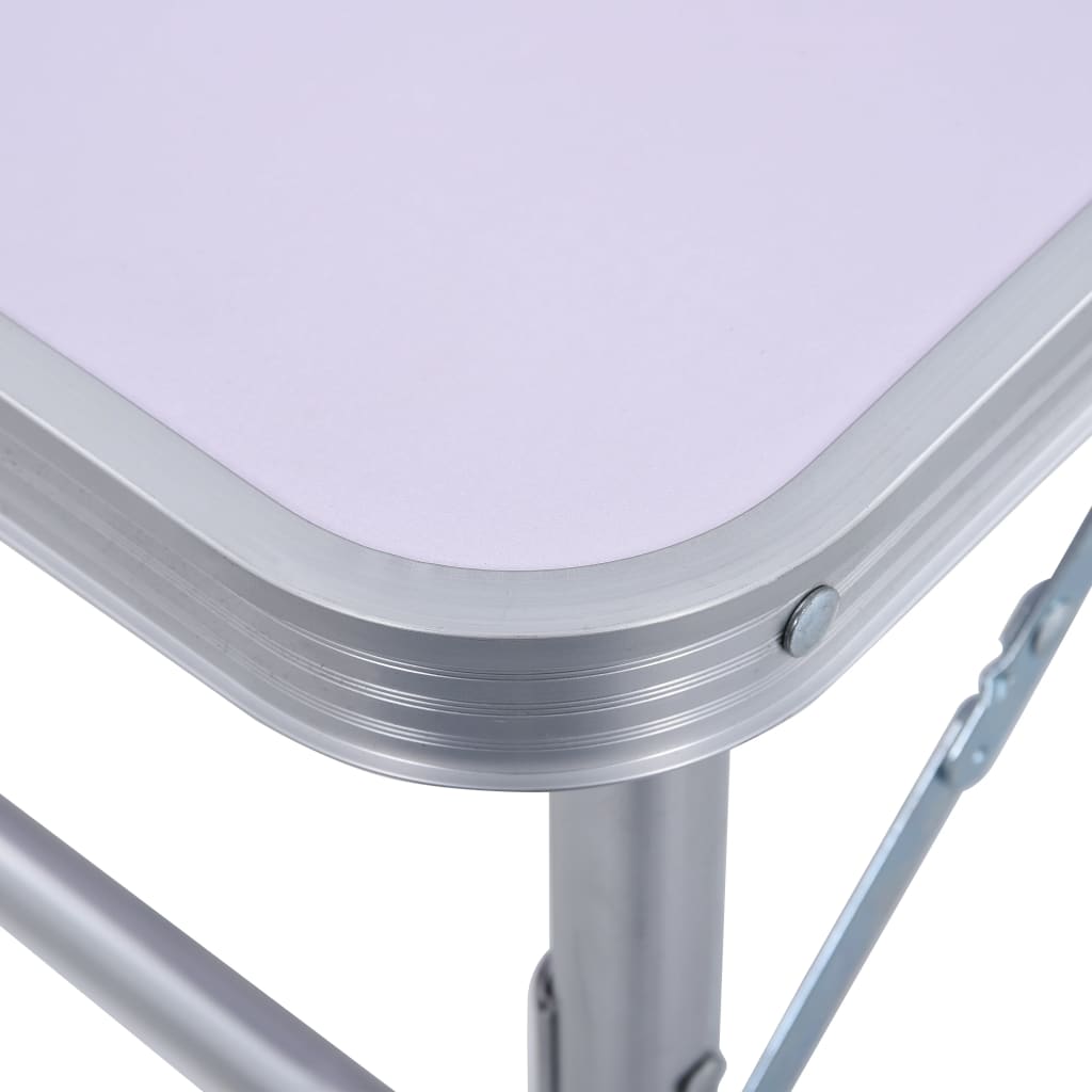 vidaXL Klappbarer Campingtisch Weiß Aluminium 60x45 cm - Image 6