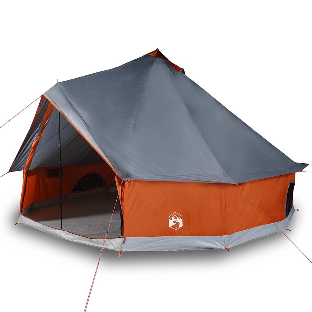 vidaXL Tipi-Familienzelt 10 Personen Grau und Orange Wasserdicht - Image 4