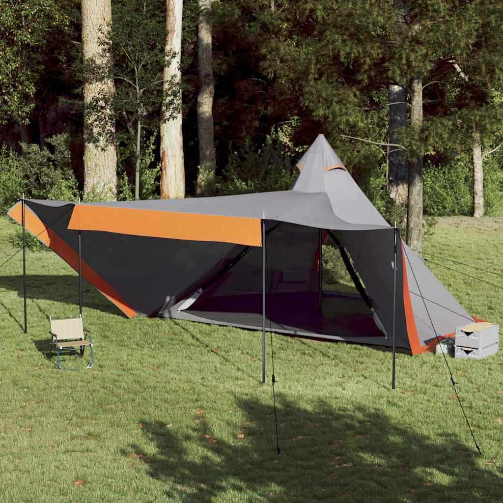 vidaXL Tipi-Familienzelt 8 Personen Grau und Orange Wasserdicht
