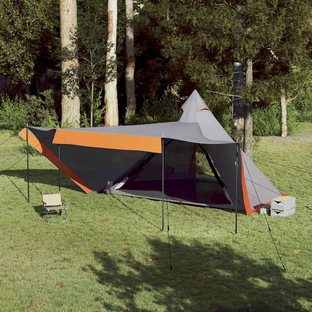 vidaXL Tipi-Familienzelt 8 Personen Grau und Orange Wasserdicht - Image 4