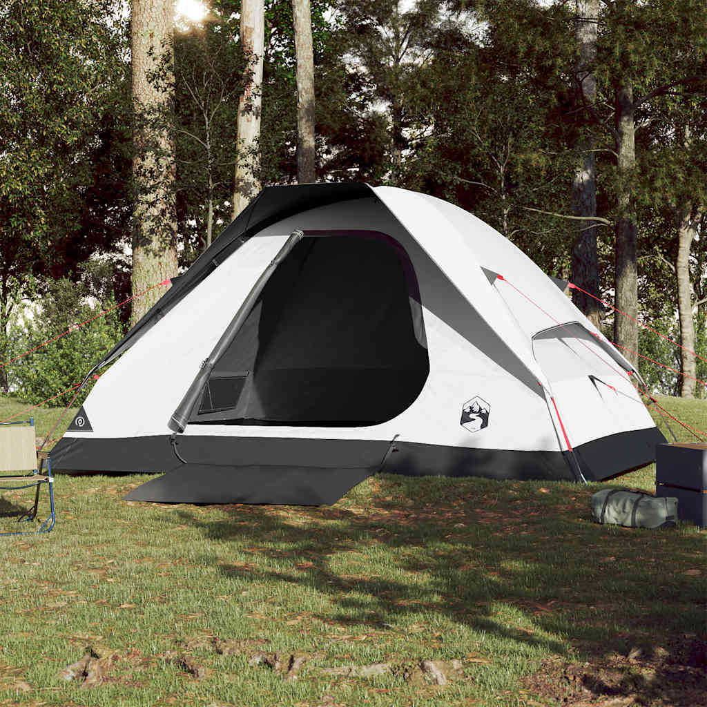 vidaXL Kuppel-Campingzelt 4 Personen Weiß Dunkel Wasserdicht - Image 3