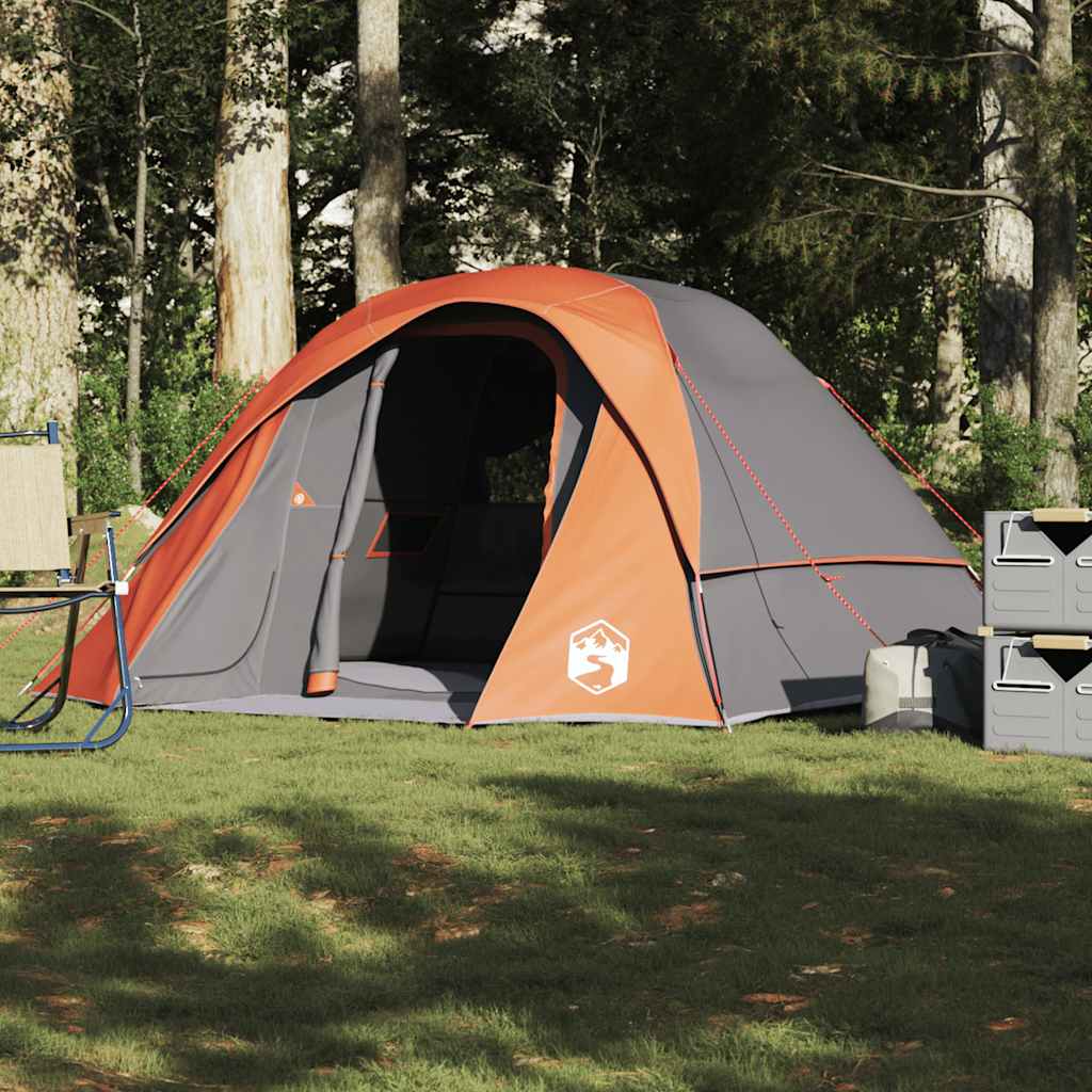 vidaXL Campingzelt 4 Personen Grau und Orange Wasserdicht - Image 4