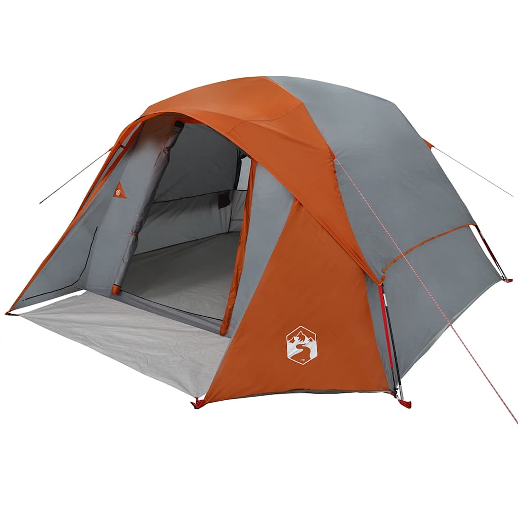 vidaXL Campingzelt 4 Personen Grau und Orange Wasserdicht - Image 3