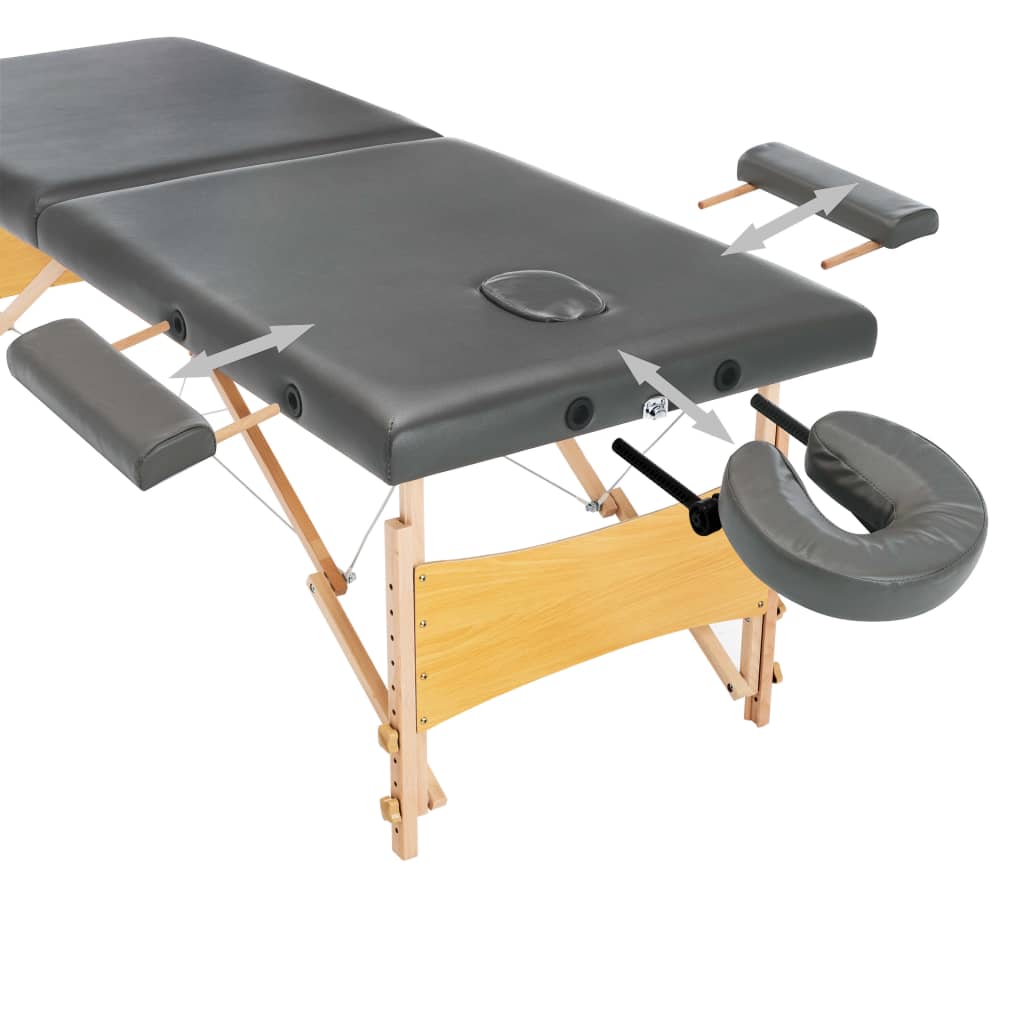 vidaXL Massagetisch mit 2 Zonen Holzrahmen Anthrazit 186×68 cm - Image 4