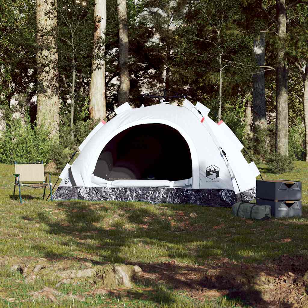 vidaXL Campingzelt 4 Personen Weiß Verdunkelungsstoff Quick Release - Image 3