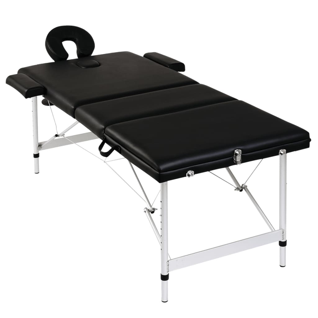 Massagetisch mit Aluminiumrahmen, faltbar 3 Zonen Schwarz - Image 3