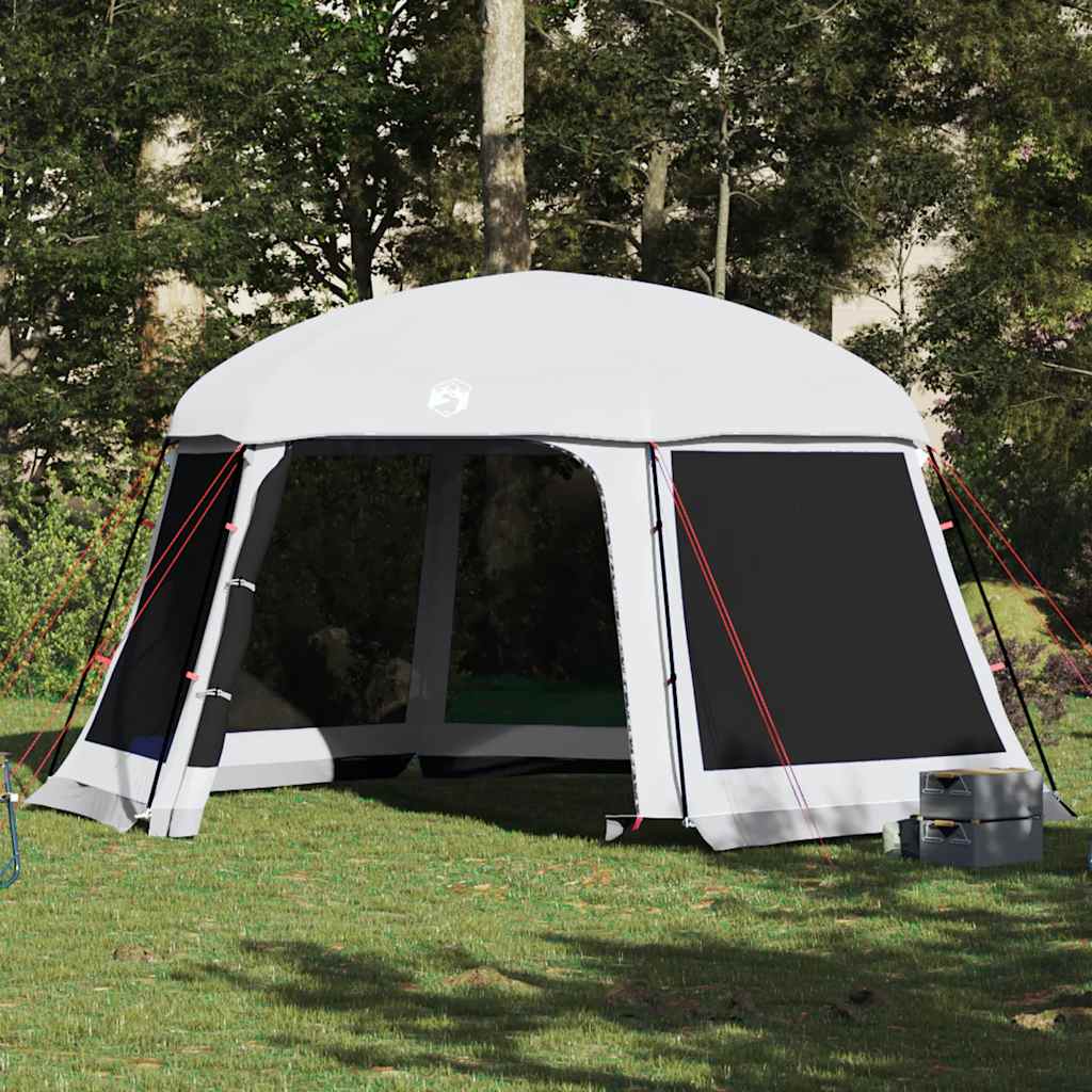 vidaXL Poolzelt mit abnehmbarem Überzelt Netzwänden Grau 512x458cm