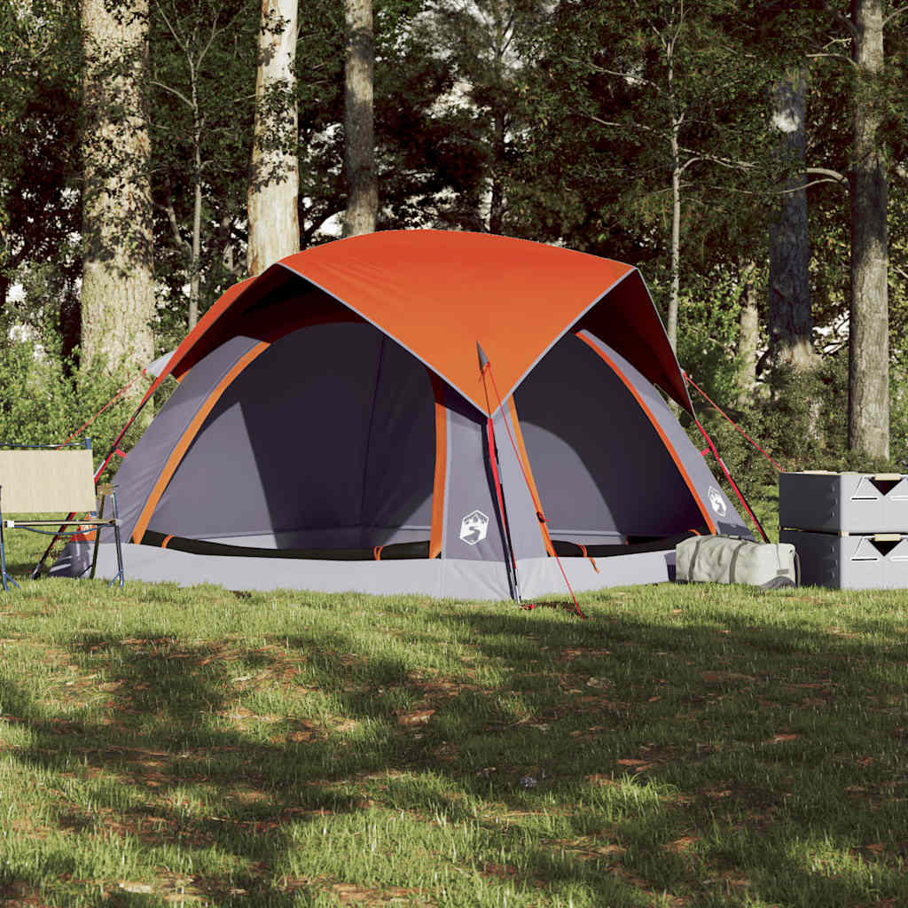 vidaXL Campingzelt 4 Personen Grau und Orange Wasserdicht - Image 4