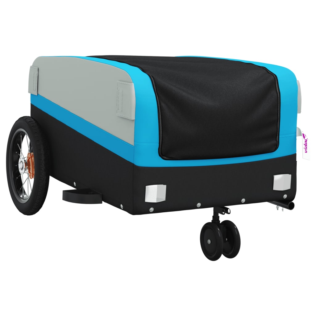 vidaXL Fahrradanhänger Schwarz und Blau 30 kg Eisen - Image 4