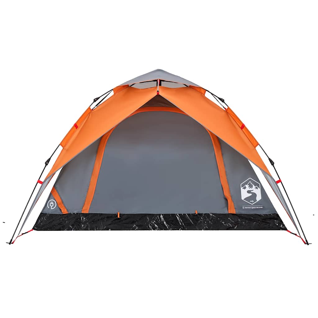 vidaXL Kuppel-Campingzelt 4 Personen Grau und Orange Quick Release - Image 6