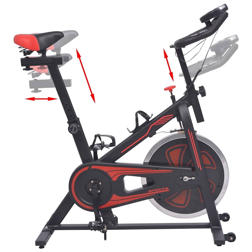 vidaXL Heimtrainer mit Pulsmesser Schwarz und Rot - Image 3