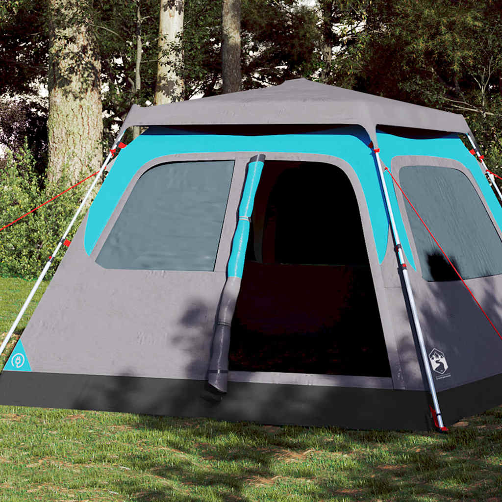 vidaXL Kuppel-Familienzelt 6 Personen Blau Quick Release
