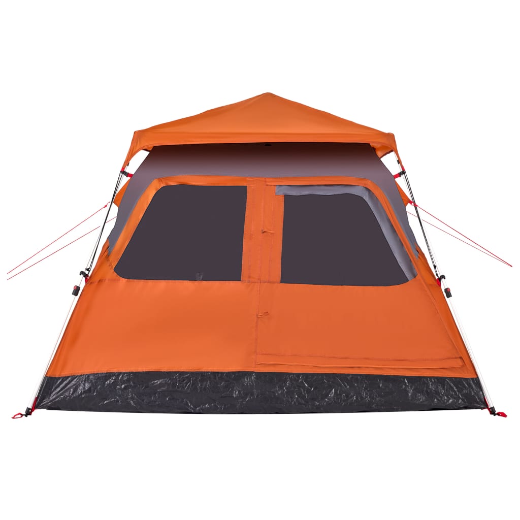 vidaXL Kuppel-Campingzelt 4 Personen Grau und Orange Quick Release - Image 6