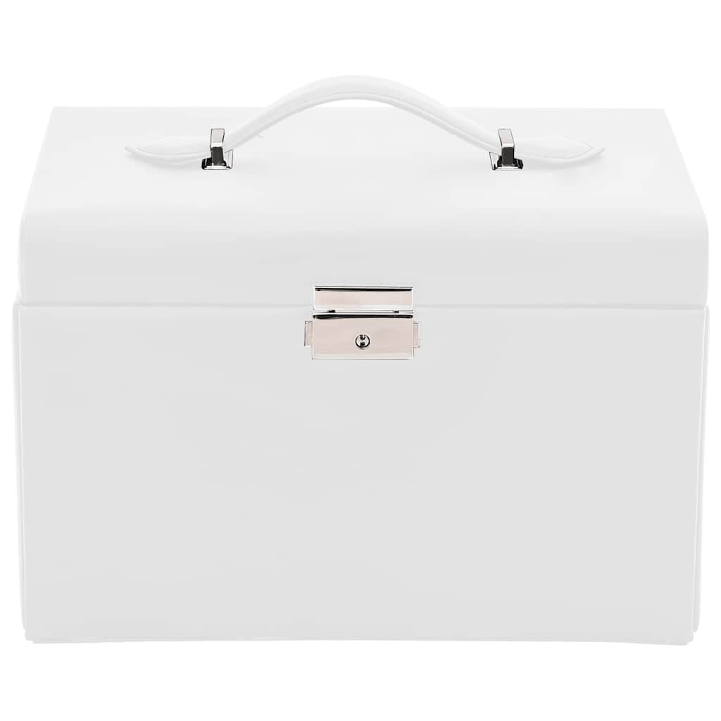 vidaXL Schmuckkästchen 3-Schichten mit Spiegel Abschließbar Weiß - Image 4