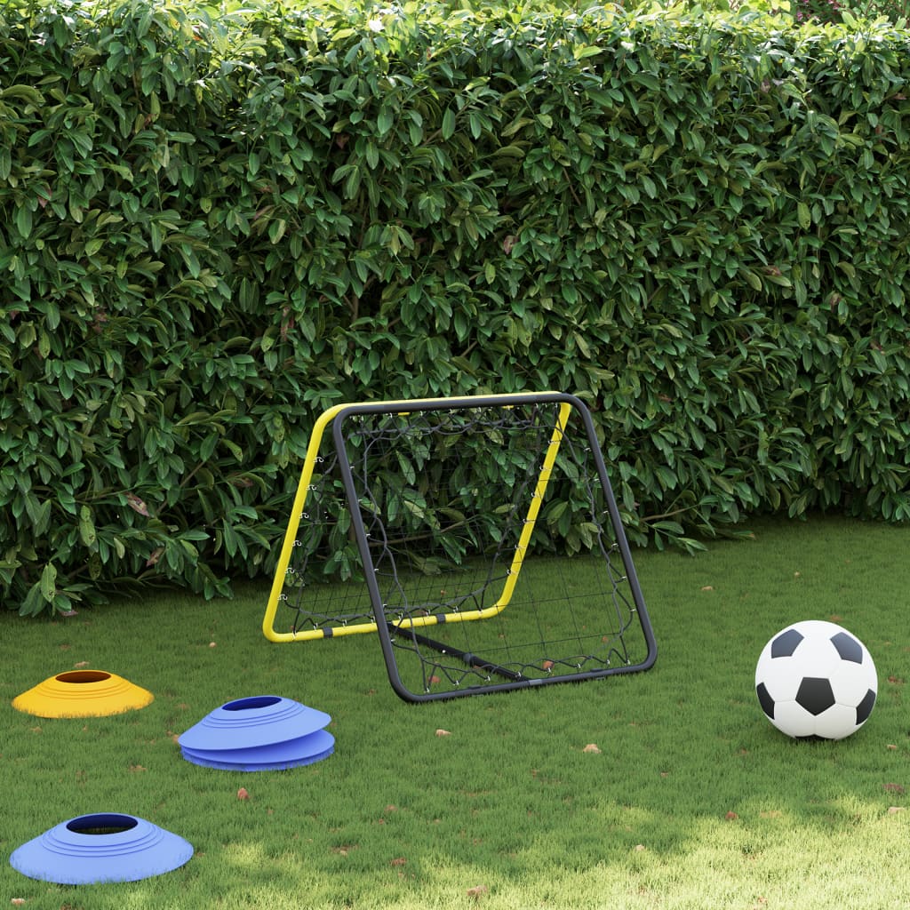 vidaXL Fußball-Rebounder Doppelseitig Verstellbar Gelb Schwarz Stahl - Image 3