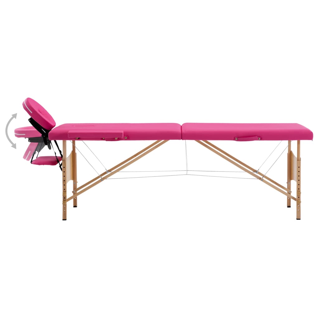 vidaXL Massageliege Klappbar 2-Zonen mit Holzgestell Rosa - Image 3