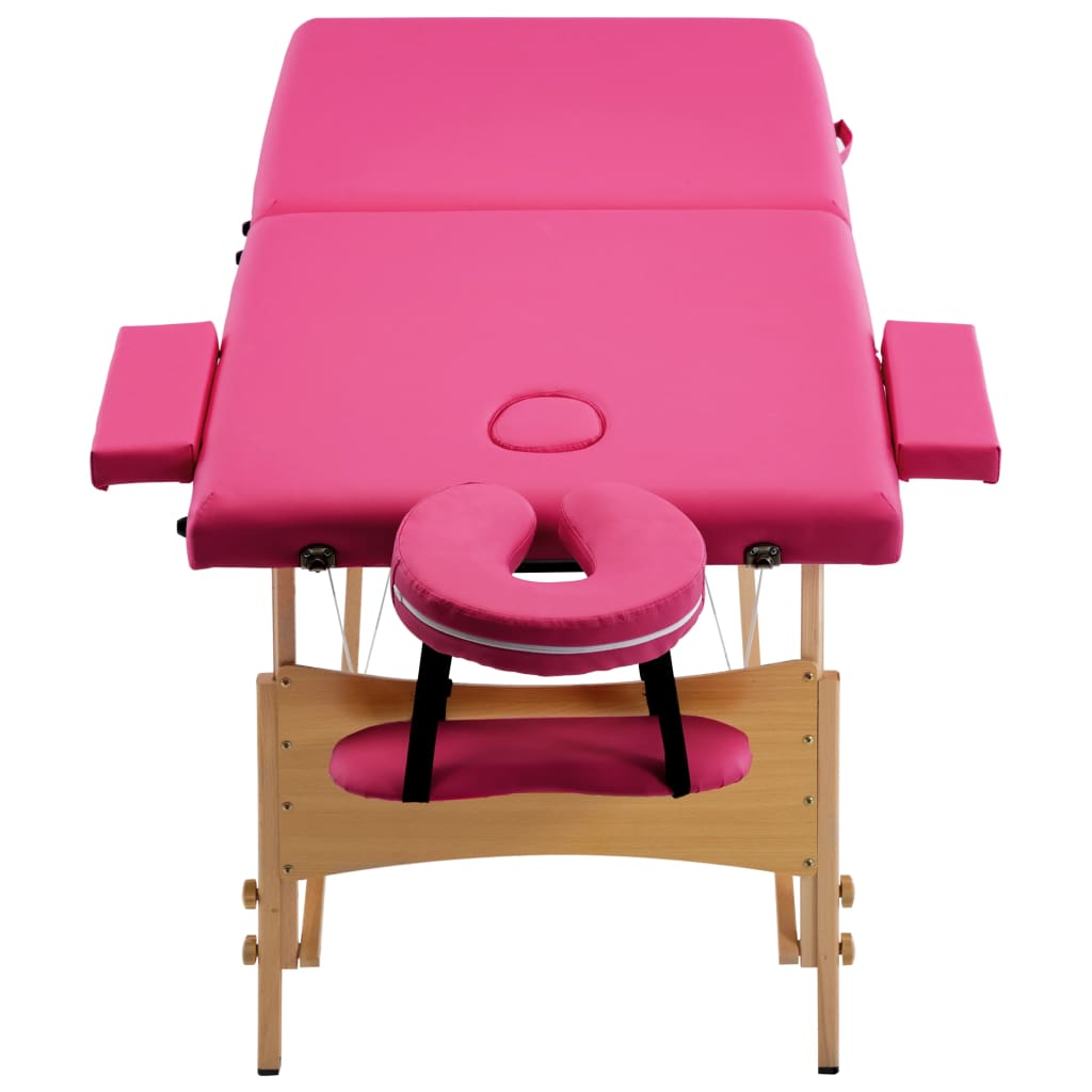 vidaXL Massageliege Klappbar 2-Zonen mit Holzgestell Rosa - Image 4