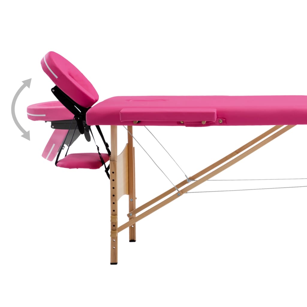 vidaXL Massageliege Klappbar 2-Zonen mit Holzgestell Rosa - Image 6